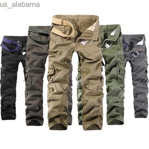 Men's Pants Vintage Mens Tactical Pants Pockets Cargo Pants Cotton Military Trousers Modish Pantalon Homme Straight Slim Pant Y0927 240308