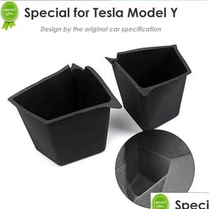 Other Interior Accessories New Futhope Car Trunk Side Storage Box For Tesla Model Y -23 Hollow Er Organizer Flocking Mat Partition Boa Dhiza