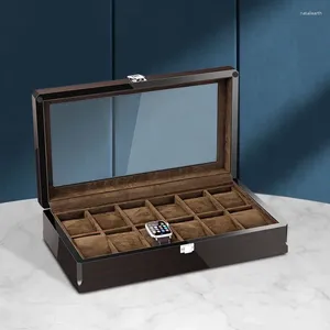 Watch Boxes Wholesale More Than 12 Box Storage High-grade Lacquer Ebony Grain Jewelry