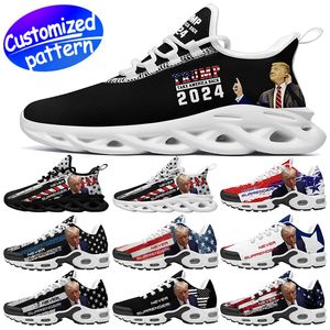 Scarpe sportive personalizzate Trump sneaker 2024 scarpe Trump sciarpa modello personalizzato uomo donna scarpe da corsa scarpe da esterno nero bianco taglia più grande 36-48