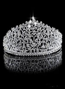 Sparkling Silver Big Wedding Diamante Pageant Tiaras Hairband Crystal Bridal Crowns For Brides Prom Pageant Hair Jewelry Headpiece3785496