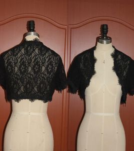 Schwarze Mini-Bolero-Spitze mit kurzen Ärmeln, Hochzeit, Brautjacken, maßgeschneidert, preiswert, hochwertige Abendgarderobe 3254255