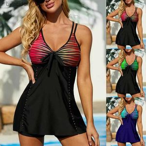 Damskie odzież kąpielowa damska letnia moda moda damska pasek bikini 2-częściowy zestaw strojów kąpielowych 3D z ramion S-6xl L240308