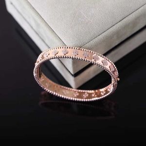 Designer Bangle Sweet VanCF Bracelet Jade v Golden Kaleidoscope Bracelet for Women Wide Narrow Edition 18k Rose Gold Clover Lucky Diamond 30FY