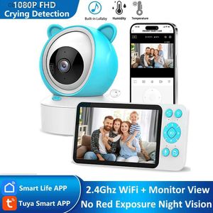 Baby Monitor Camera Tuya Smart Life Applicazione 1080P FHD Wirels WiFI Video Nanny PTZ Temperatura della base Visione notturna a infrarossi con batteria Q240308