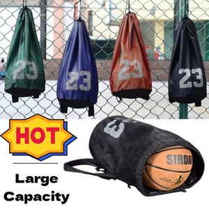 Backpack Basketball Bag Large Capacity Sports Training Backpack Student Portable Drawstring Storage Bag Soccer Volleyball Mesh Pocket Bag 240306