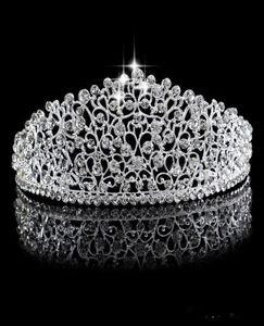 Prata brilhante grande casamento diamante pageant tiaras hairband cristal coroas de noiva para noivas baile pageant cabelo jóias headpiece4550737