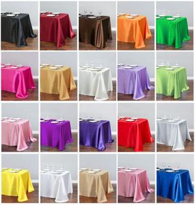 Bröllopsdekorationer 1st White Satin Table Cloth Rectangle Cover Overlay For Wedding Birthday Party Decors Christmas TableCloth9738520