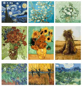 숫자에 의한 Yijie DIY 그림 Vincent van Gogh Canvas 유화 페인트 숫자 키트 아트 그림 홈 거실 장식 9060272