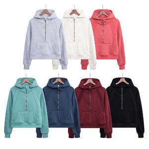 Women's yoga hoodie classic half zippered circular hoodie loose plush jacket Lululenon