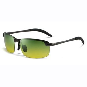 Óculos de sol polarizados masculinos quadrados 66mm visão noturna óculos designer dia e noite lente tons uv400 óculos de sol do homem com case307e