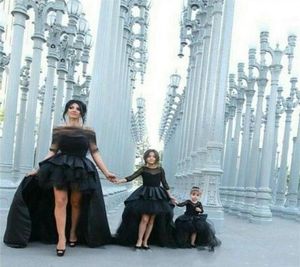 New High Low Flower Girls Dresses 2016 Sheer Long Sleeve Ball Gown Cute Tulle Kids Wedding Gowns Custom made1640737