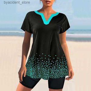 Damen-Bademode, S-6XL, 3-teilige Tankini-Badeanzüge für Damen, Badeanzug-Oberteile mit Bade-Capris, sportliche Badebekleidung, Strandmode, L240308