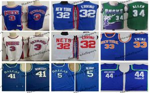 Vintage 1992 Basquete Jerseys 3 Drazen Petrovic 32 Julius Erving 33 Patrick Ewing 44 Pistol Pete Maravich 5 Jason Kidd 41 Dirk N3068881