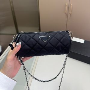 Fashion Trend Women's Luxury Designer Bag Luxury New Classic Triangle Metal Cylindrical Nylon Leather Shoulder Crossbody Bag No Box