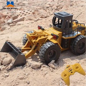 Electric/RC Car Huina 532 1/18 Rc Bulldozer Alloy Tractor Model 2.4G RC Crawler Radio Controlled Cars Trucks Engineering Cars Boy Children Toys T240308