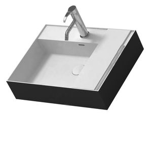 Rechteckiges Badezimmer-Waschbecken aus Kunstharz mit fester Oberfläche, modische Garderobe, Corian-Waschtisch, wandhängendes Lavabo, RS38331