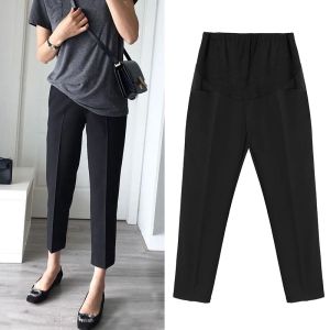 Capris escritório formal calças de maternidade fina ol calças de cintura elástica roupas para mulheres grávidas barriga negócios usar roupas de gravidez