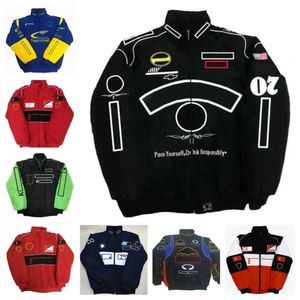 F1 Racing Suit Autumn/Winter Team Haftowane bawełniane wyściełane kurtka logo samochodu pełne hafty kurtki w stylu college'u kurtki retro motocyklowe qy