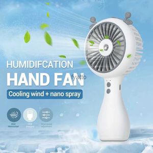 Electric Fans Water Mist Portable Handheld Fan 3-växlad USB Desktop Summer Cooling Air Conditioning Camping Travel Picnich240308