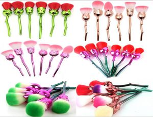 Rose Flower Makeup Brush 6st Powder Foundation Blush Brush Soft Rose Flower Makeup Borstes Set3695734