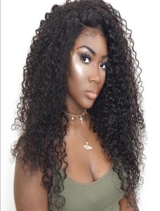 New Arrival Human Virgin Remy Brazilian Soft Hair Lace Front Full Lace Kinky Curly Wigs 130 Desnity Natural Black Color For Black4693862