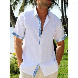 Freizeithemden für Herren, Hemd, Button-Down, Sommer, Strand, Kurzarm, Farbblock-Revers, Alltagskleidung, modisch und bequem