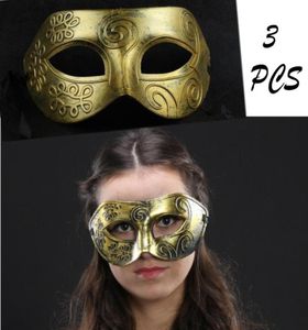 Halloween vuxen prom party mask men039s retro jazzmaskan antika rom platt head carved mask2507673