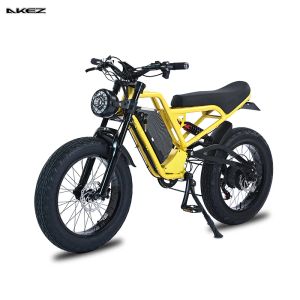 20インチの電気脂肪自転車Akez大人用電気自転車48V 1500Wマウンテンエビケバイク油圧オイルブレーキ黄色