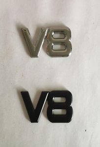 3D Metal V8 Emblems Baine Plackers Squils Stylizacja samochodowa Czarna i Silver1007846