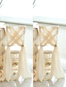 Simple Beach Wedding 2016 New Chiffon Chair Sash Elegant Custom Made Factory Chair Covers för Romantic Wedding Cheap Criss CR2719418