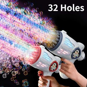 Sandspiel Wasserspaß Baby Badespielzeug 32 Loch altes Blasenspielzeug LED-Licht Astronautenförmige elektrische automatische Seifenpistole Kinder Outdoor-Geschenk H240308