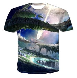Doğal Yıldızlı Gökyüzü Grafik Tshirt Yaz Sıradan Erkek Tshirt 3D Moda Tops Oneck gömlek çocuk giyim artı beden sokak giysisi8366964