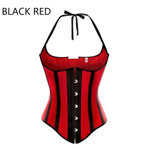 Camis caudatus sexy espartilhos pretos e vermelhos e bustiers listra subsset buster bustier espartilhos de espartilhos ETT para mulheres sexy lingerie