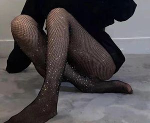 Skarpetki Hosiery Sexy Bolenning Rines rajstopy fishnet rajstopy Wiertło iskierki Women Sock Net Thin High Stockings Woman Lingerisocks4754898