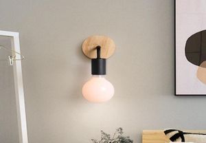 Moderna vägglampor Iron Wood LED Wall Light Fixtures Vintage Black Sconce Bedroom Home Lighting Lumeaire Badrum Lamp2181200