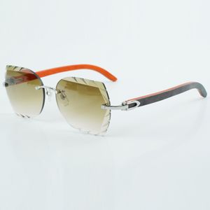 Модные солнцезащитные очки с вырезанными линзами 8300817, высококачественные солнцезащитные очки на ножках из натурального оранжевого дерева, размер 60-18-135 мм