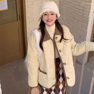 Women's Trench Coats BEENLE Plaid Clothes Female Small Loose Korean Fashion Cardigan Thickened Cotton-padded Jacket Clip Cotton Coat Winter