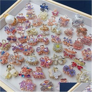 Hårklämmor Barrettes Shinny Colorf Zircon Small Fashion Pretty Catch Clip Pearl Tjeckiska Rhinestones Hairgrips Huvudbonad slumpmässigt sty dhk5f