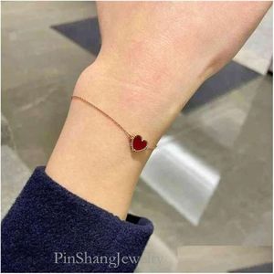 Charm Armband Fanjia Four Leaf Clover Armband Single Flower Love Butterfly Rose Gold Chain223b Drop Leverans smycken Dhoyx