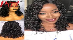 Paff Short Curly Human Hair Full Lace Wig 44 Silk Base Glueless Remy Brazilian Silk Top Pre Pre Plucked Hairline8279370