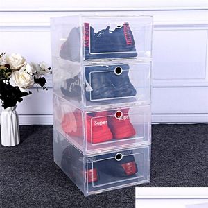 Storage Boxes & Bins 3/6Pcs/Set Transparent Shoes Storage Box Thickened Stackable Shoe Organizer Plastic Der Shoebox Rack Clear Cabine Dhhwd