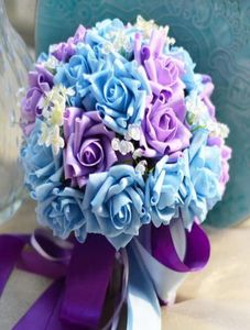 New Wedding Bridal Bouquets PE Ribbon Artifical Roses 30pcsSet Wedding Bridesmaid Bouquets Party Flowers Ball Christmas Table Dec1691227