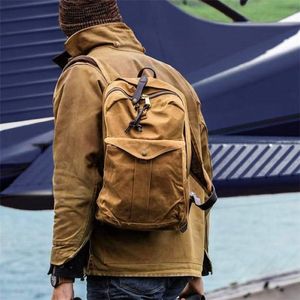 Ryggsäck retro vattentät oljevax canvas unisex dator resor skolväska utomhus bergsbestigning vandring backpackbackpack213l