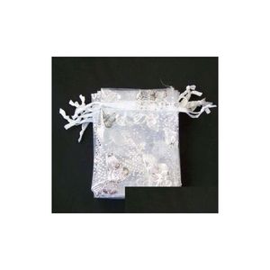 Jewelry Pouches, Bags 20X30Cm 100 Pcs White Butterfly Organza Wedding Jewellery Gift Bag 70X90 Mm Party Bags Pouches Drop Delivery Jew Dhrrq