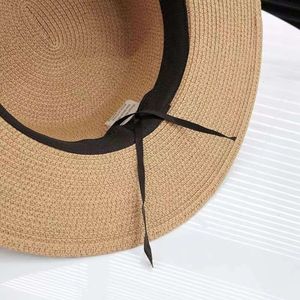 Wide Brim Hats French straw hat ladies summer beach holiday beach sunshade braided straw sunblock hat flat gift hat