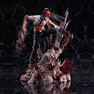 Actionfigurer Anime Figure Chainsaw Man Denji Pochita Fit Standing Position Fighting Model Toy PVC Boxed Big Gift Sculpture Ornament 18cm 240308