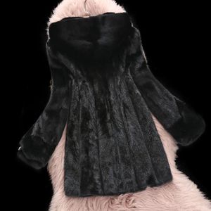 2023 New Haining Women's Whole Hooded Mid Length Mink Coat Off Season Special Offer Fur 139671