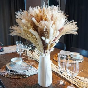 150pcslot fluffy rum Phragmites dekoration pampas gräs naturlig kanin svans torkade blommor bukett bröllop boho heminredning 240223