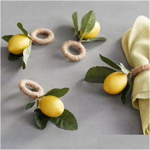 Andra hemträdgårdssimation Lemon Plant Servett Ring Fruit Meal Buckle El Model Room Party Supplies